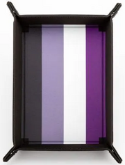 FanRoll: Fold Up Dice Tray - Gaymers Pride Asexual Flag Velvet w/PU Leather Dice & Gaming Accessories Metallic Dice Games