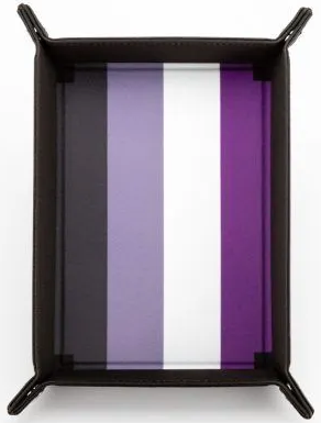 FanRoll: Fold Up Dice Tray - Gaymers Pride Asexual Flag Velvet w/PU Leather Dice & Gaming Accessories Metallic Dice Games
