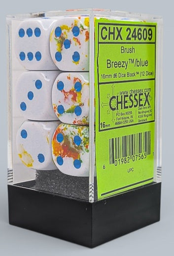 Chessex: 12Ct D6 Dice Set Brush - Breezy/Blue (16mm) Dice & Gaming Accessories Chessex