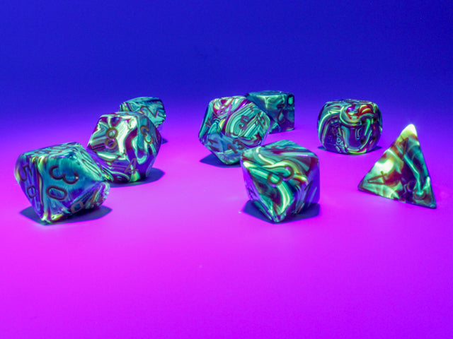 Chessex: 7-Die Set Lab Dice Vortex - Underworld/Yellow Dice & Gaming Accessories Chessex