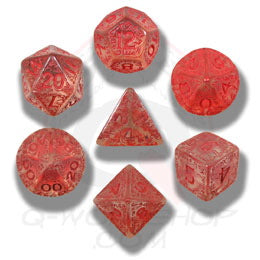 Q-Workshop: Elven Translucent/Red 7-Die Set Dice & Gaming Accessories Q Workshop