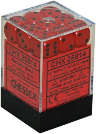 Chessex: 36Ct D6 Dice Set Opaque - Red/Black (12mm) Dice & Gaming Accessories Chessex