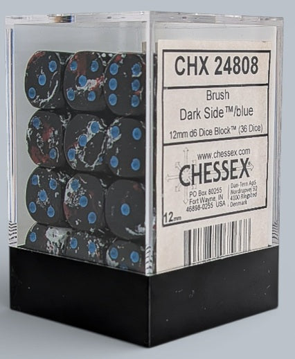 Chessex: 36Ct D6 Dice Set Brush - Dark Side/Blue (12mm) Dice & Gaming Accessories Chessex