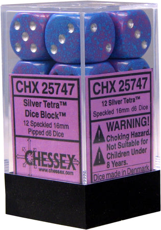 Chessex: 12Ct D6 Dice Set Speckled - Silver Tetra (16mm) Dice & Gaming Accessories Chessex