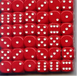 Chessex: 36Ct D6 Dice Set Opaque - Red/White (12mm) Dice & Gaming Accessories Chessex