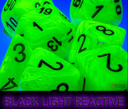 Chessex: Mega-Hedral 7 Die Dice Set Vortex - Bright Green/Black (20mm) Dice & Gaming Accessories Chessex