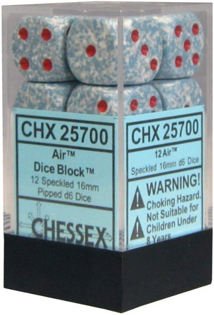 Chessex: Air Speckled 12Ct D6 Dice Set: 16mm Dice & Gaming Accessories Chessex