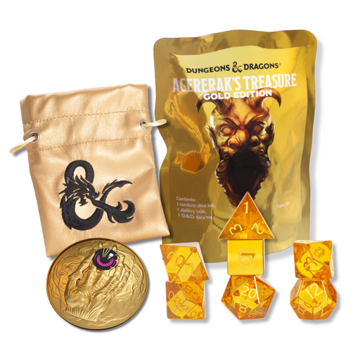 Sirius Dice: D&D Acererak's Treasure - Gold Edition Mystery Bag 7-Die RPG Set w/Coin & Dice Bag Dice & Gaming Accessories Sirius Dice