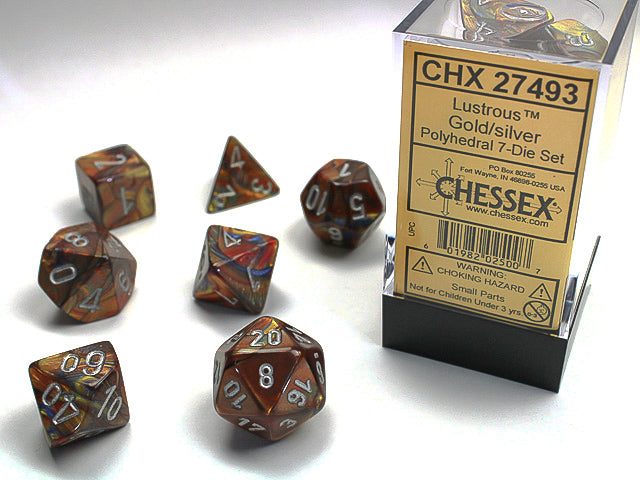 Chessex: 7-Die Set Lustrous - Gold/Silver Dice & Gaming Accessories Chessex