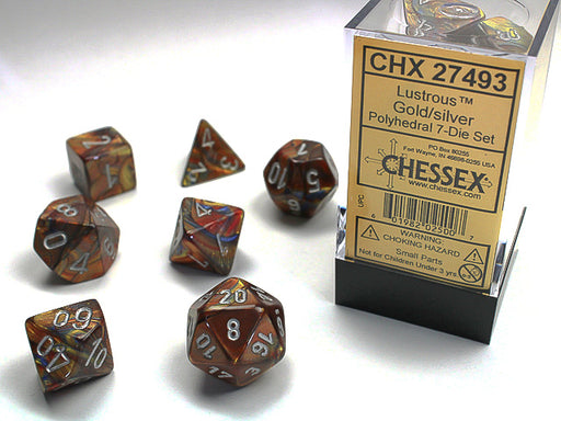 Chessex: 7-Die Set Lustrous - Gold/Silver Dice & Gaming Accessories Chessex