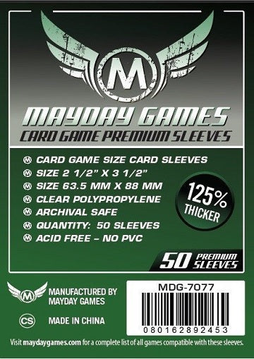Mayday: Premium Sleeves 63.5mm X 88mm 50ct Card Sleeves Mayday Games