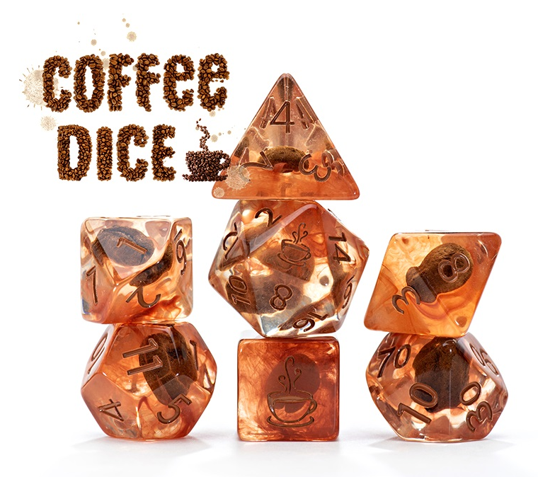 Gate Keeper Games: "Coffee Beans" Inclusion Dice 7-Die Set Dice & Gaming Accessories Gate Keeper Games