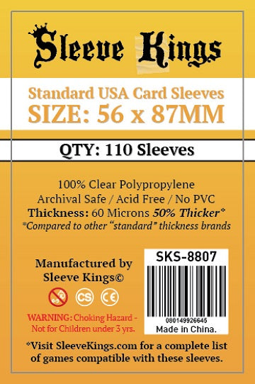 Sleeve Kings: Standard USA Sleeves 56mm x 87mm 110Ct Card Sleeves Sleeve Kings