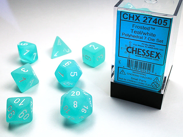 Chessex: Teal/White Frosted 7-Die Set Dice & Gaming Accessories Chessex