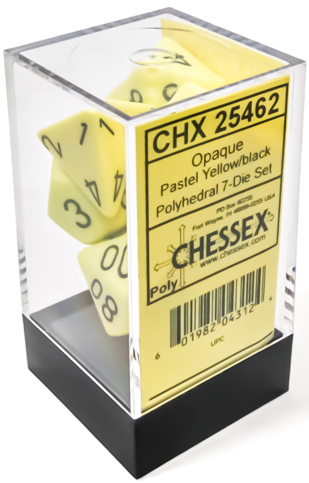 Chessex: 7-Die Set Opaque Pastel - Yellow/Black Dice & Gaming Accessories Chessex
