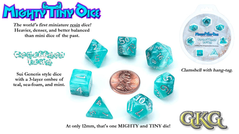 Mighty Tiny Dice: "Caribbean Tide" 7-Die Dice Set 12mm Dice & Gaming Accessories Gate Keeper Games