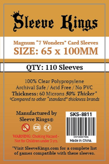 Sleeve Kings: Magnum "7 Wonders" Sleeves 65mm x 100mm 110Ct Card Sleeves Sleeve Kings