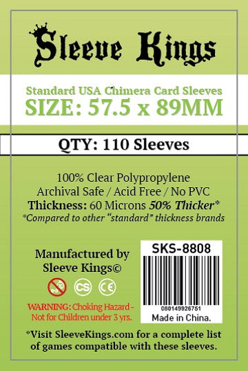 Sleeve Kings: USA Chimera Sleeves 57.5mm x 89mm 110Ct Card Sleeves Sleeve Kings