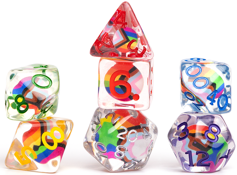 Sirius Dice: "Progress Pride" 7 Die Set Dice & Gaming Accessories Sirius Dice