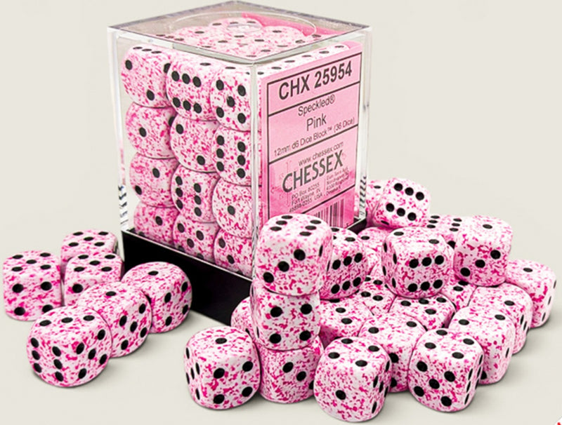 Chessex: 36Ct D6 Dice Set Speckled - Pink (12mm)