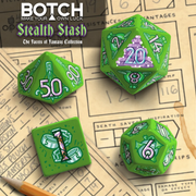 Botch Dice: 7-Die RPG Dice Set - "Stealth Stash" Dice & Counters Botch Dice