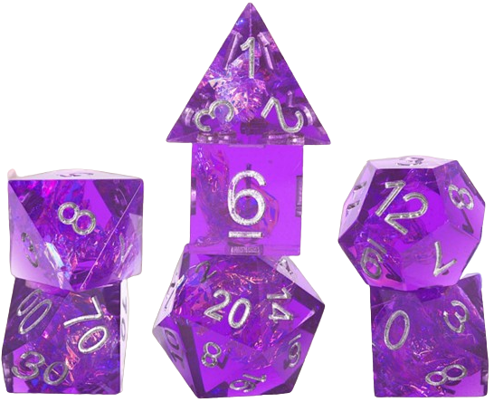 Sirius Dice: Sharp-Edged 7-Die Dice Set - Purple Fairy Dice & Gaming Accessories Sirius Dice