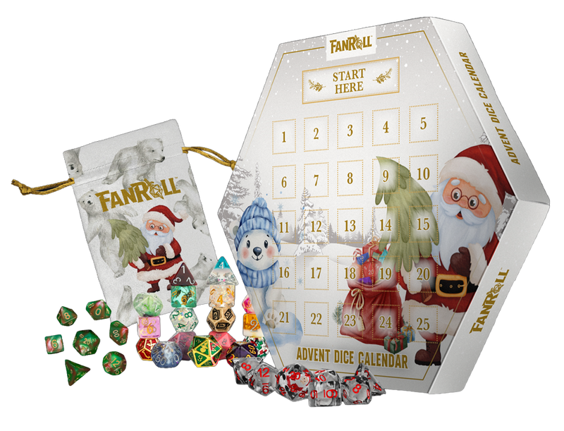 FanRoll: Advent Dice Calendar (2026) Board Games Metallic Dice Games