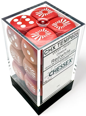 Chessex: "WWII Japan Flag" Opaque Red/White 12Ct D6 16mm Dice & Gaming Accessories Chessex
