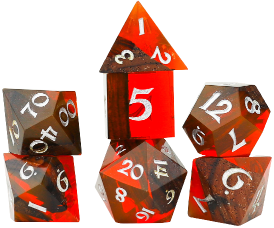 Sirius Dice: Wood & Resin Sharp-Edged 7-Die Dice Set - Crimson Grove Dice & Gaming Accessories Sirius Dice