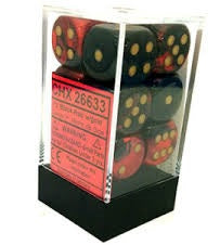 Chessex: 12Ct D6 Dice Set Gemini - Black Red/Gold (16mm) Dice & Gaming Accessories Chessex