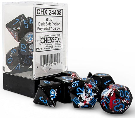Chessex: 7-Die Set Brush - Dark Side/Blue Dice & Gaming Accessories Chessex