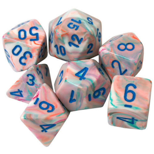Chessex: Mini 7-Die Set Festive - Pop Art/Blue Dice & Gaming Accessories Chessex