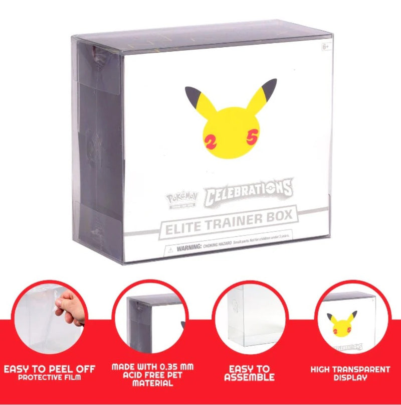Evoretro: Soft Clear P.E.T. Plastic Protector - Pokemon Elite Trainer Box (0.5MM) 5-Pack Card Tools & Accessories Evoretro