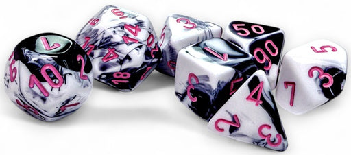 Chessex: 7-Die Set Gemini - Black-White/Pink Dice & Gaming Accessories Chessex
