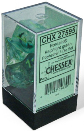Chessex: 7-Die Set Luminary Borealis - Kelp/Light Green Dice & Gaming Accessories Chessex