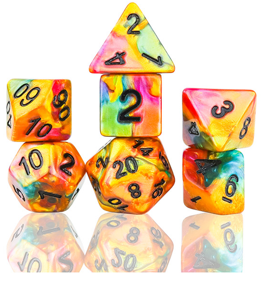 Sirius Dice: 7-Die Dice Set Celestial - Rainbow Gold Dice & Gaming Accessories Sirius Dice