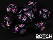 Botch Dice: 7-Die RPG Dice Set - "Synth Nights" Dice & Counters Botch Dice