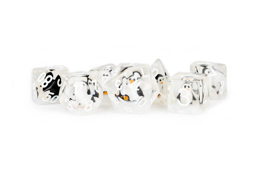 FanRoll: "Penguins" Resin Inclusion 7-Die RPG Set 16mm Dice & Gaming Accessories Metallic Dice Games