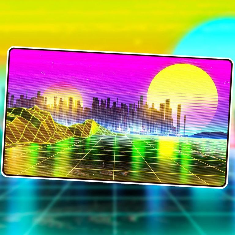 Infinite Black: Premium Stitched-Edge Playmat - "Retrowave Plains" Playmats Infinite Black