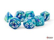 Chessex: Mega-Hedral 7 Die Dice Set Festive - Waterlilly/White (20mm) Dice & Gaming Accessories Chessex