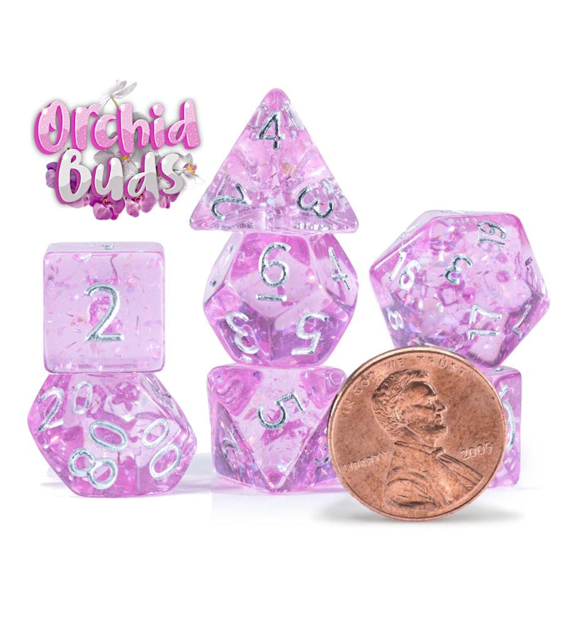 Mighty Tiny Dice: "Orchid Buds" 7-Die Dice Set 12mm