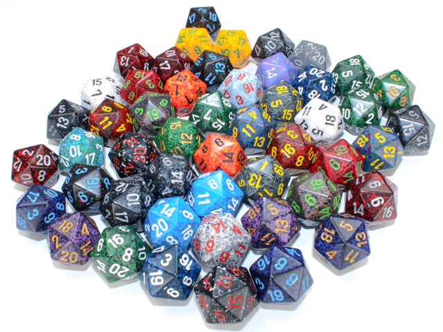 Chessex Bulk Dice Set: Assorted Speckled D20 Bag (50) Dice & Gaming Accessories Chessex