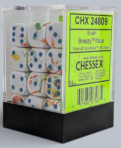 Chessex: 36Ct D6 Dice Set Brush - Breezy/Blue (12mm) Dice & Gaming Accessories Chessex