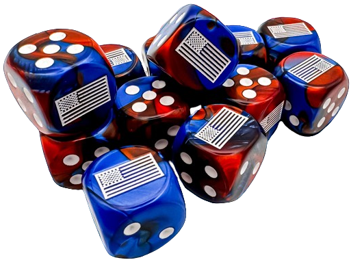 Chessex: "WWII United States Flag" Gemini Blue-Red/White 12Ct D6 16mm Dice & Gaming Accessories Chessex