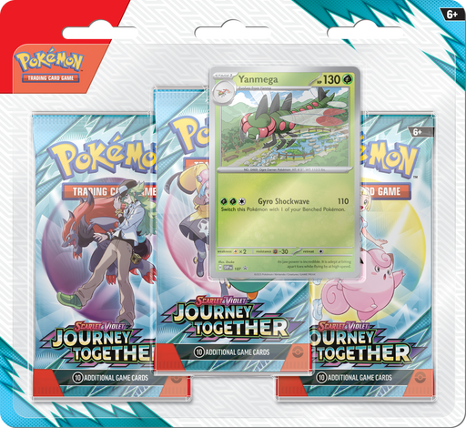 Pokémon Scarlet & Violet: Journey Together - 3-Pack Blister (Yanmega or Scrafty) Pokemon Sealed Pokémon