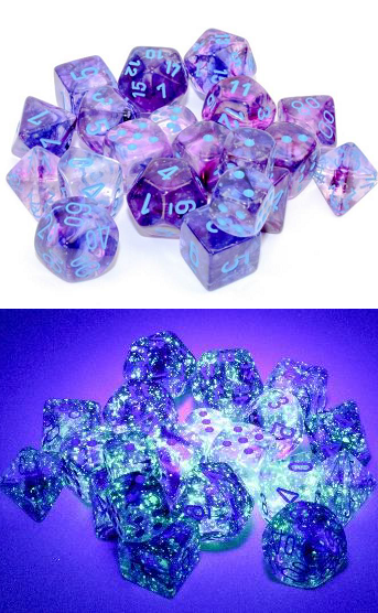 Chessex: 12Ct D6 Dice Set Luminary Nebula - Nocturnal/Blue (16mm) Dice & Gaming Accessories Chessex