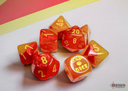 Chessex: 7-Die Set Lab Dice Luminary Gemini - Red/Yellow Dice & Gaming Accessories Chessex