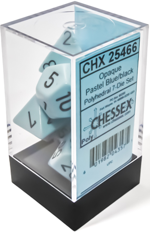 Chessex: 7-Die Set Opaque Pastel - Blue/Black Dice & Gaming Accessories Chessex