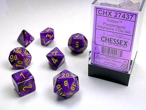 Chessex: 7-Die Set Vortex - Purple/Gold Dice & Gaming Accessories Chessex