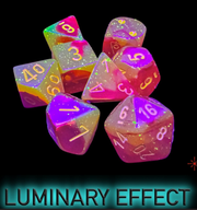 Chessex: 7-Die Set Lab Dice Luminary Gemini - Red/Yellow Dice & Gaming Accessories Chessex